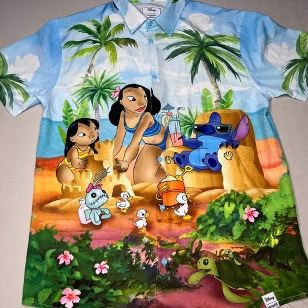 Disney Loungefly Lilo & Stitch Beach Button-Up Shirt large
